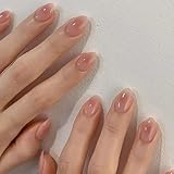 BHIDENAW ネイルチップ ショート 24枚入 人気 和風 かわいい シンプル おしゃれ 成人式 結婚式 パーティー 日常生活に使用できます 花嫁ネイル 光沢 つけ爪 両面テープ ウッドスティック (一目惚れ P24, M)