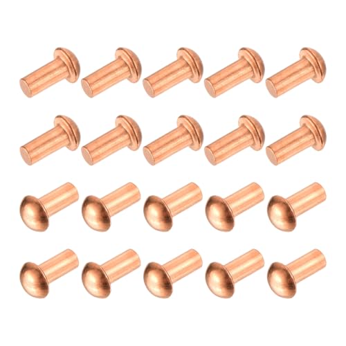 QUARKZMAN 50 Stk. Kupfer Vollnieten, 5/64 x 5/32 Rundkopfniete Metallbefestigungen Metallstollenbefestigungen für elektrische Anwendungen Kupfer-Finish, Kupferton