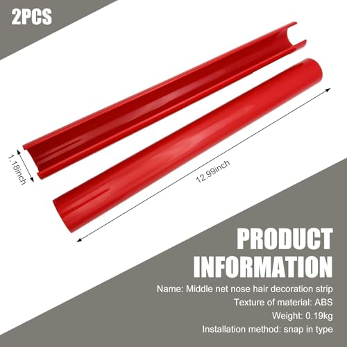 Image of 2PCS Car Grill Inserts Trims, Waterproof & Heat-resistant Vehicle Water Tank Exterior Trim, Personality Hood Grille Strips, Compatible with BMW V Brace Covers 1 2 3 4 5 6 7 Series (Red)
