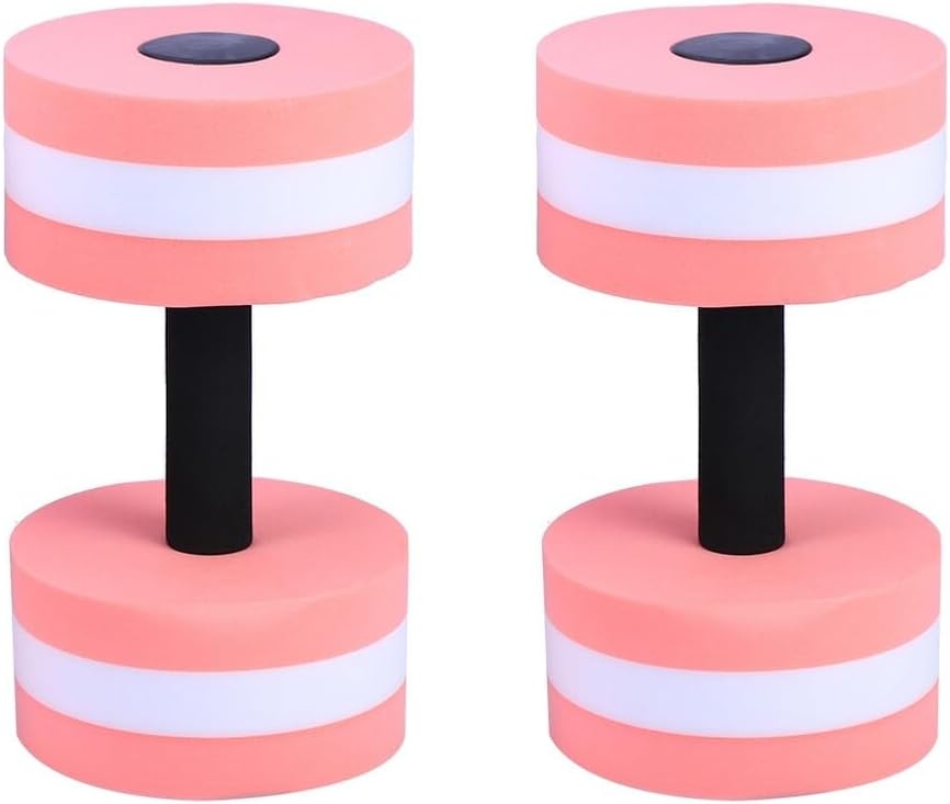 2PCS Pink EVA Water Dumbbells for Pool Exercise Aquatic Barbells with Buoyant Foam for Resistance Training Enhance Core Strength and Flexibility in Water Aerobics and Pool Workouts