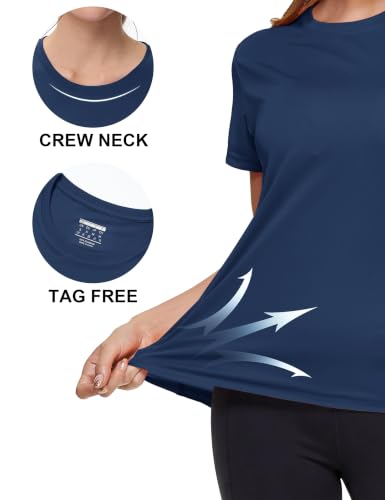 Image of MAGCOMSEN Women's Short Sleeve T-Shirts UPF 50+ Sun Protection Shirts Quick Dry Athletic Running Workout Tops Rash Guard