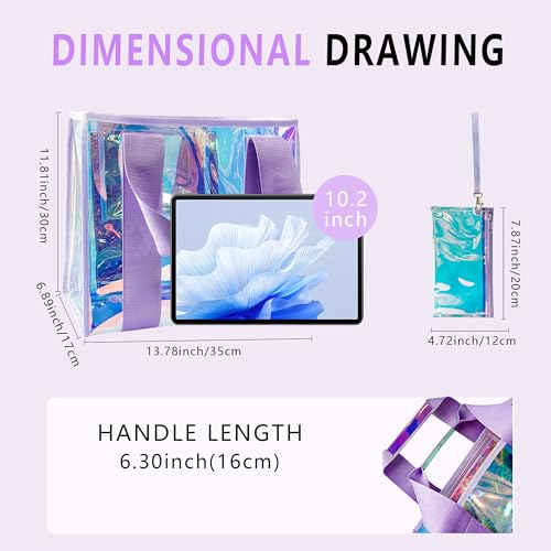 Holographic Iridescent Tote Bag Clear Travel Beach Bag and Phone Pouch Transparent PVC Handbag Large Tote4