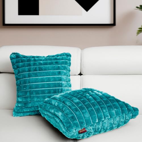 Image of HOMADORN Luxury Plush Fur Reversible Cushion Cover Ultra Soft & Cozy (Pack of 2)