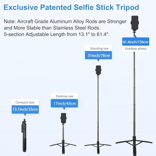 Image of NEXSA Long Selfie Stick with Reinforced Tripod Stand Aluminum 61 inch /156 cm Multifunctional Camera Tripod for Vlogging Live Stream 1 /4 inch Screw for Mirrorless /Action Camera Ring Light Gopro, Black