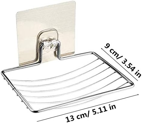 NA 2 Pcs Stainless Steel Soap Holder No Drilling Organizer Shower Wall Mounted Soap Dishes Practical Self Adhesive Soap Tray Suction Cups for Bathroom Kitchen Shower