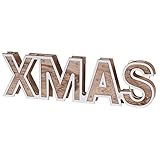 com-four® LED Deko Aufsteller aus Holz - beleuchteter Schriftzug Xmas - Deko-Schriftzug zum Hinstellen für Weihnachten (01 Stück - Xmas)