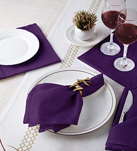 Encasa XO Purple Cloth Napkins Set of 12, 17x17 in, 43 x 43 cm (Set of 12) - Image 2