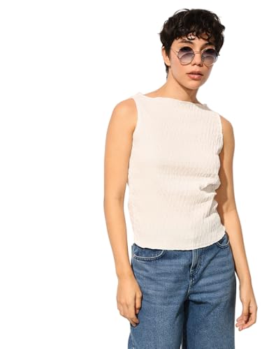 Image of ONLY Women's Textured Self-Design Sleeveless Top