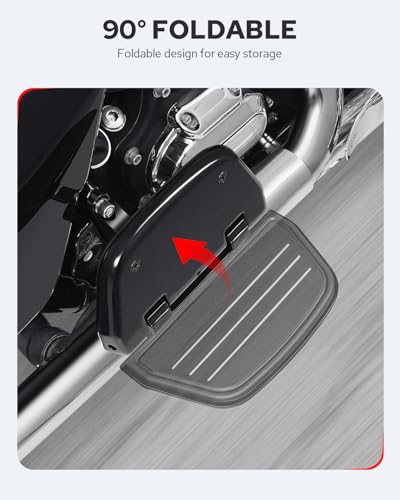 Image of Benlari Passenger Floorboards Motorcycle Footboards Stainless Steel with Mount Kits Compatible with Harley Davidson Touring Road King Street Glide Road Glide Electra Glide 1993-2024 Streamline (Black)