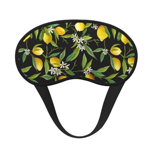 Antifaz para dormir unisex con estampado de limón y flores, cómodo antifaz para viajes, meditación, sueño, viajes