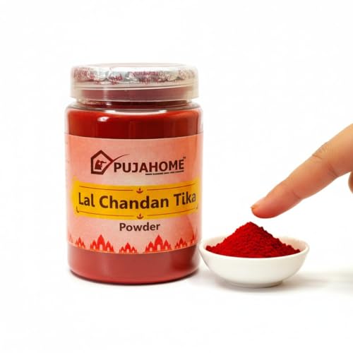 Image of Lal Chandan Powder- 100 Gram for Tika | Chandan Powder for Religious Pooja and Tilak | Natural and Pure Sandalwood for Mandir, Aarti & Ritual Use