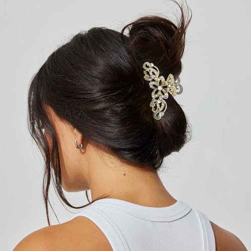 2 pinzas para cabello con flores y brillo vintage miniatura 4