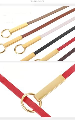Women Tie Genuine Leather Skinny Belt Gold Buckle Wrap Belts4