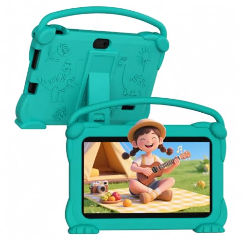 Image of 7 inch Kids Tablet, Android Tablet for Kids, 4GB RAM+32GB ROM+1TB Expand, Toddler Tablets with Shockproof Case, Parental Contral, 1024*600 IPS Screen, 3000mAh Battery, Educational, Games, Green