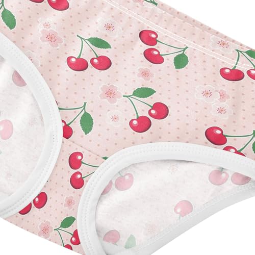 Little Girl Underwear Toddler Panties Kids Undies Cherry Flowers Print Soft Cotton Briefs 2T-8Y4