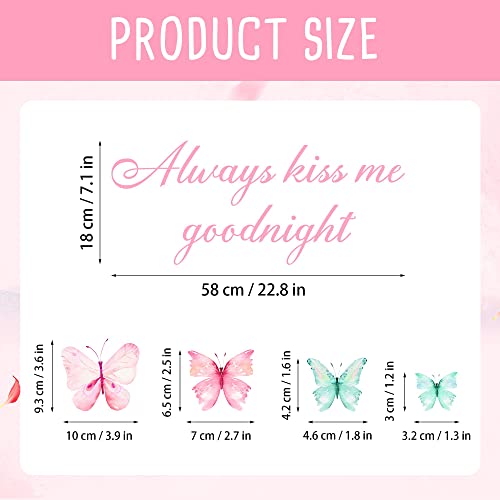Butterfly Wall Decor Stickers Glow In The Dark Butterfly Wall Decals Peel And Stick Luminous Butterflies Always Kiss Me Good Night Decals Positive Quotes For Girls Kids Baby Ceiling Bedroom Bathroom Living Room #TOP2