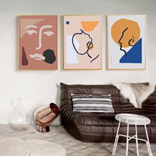 Toile peinture mur art nordique abstraite sans cadre lot de 3 pièces format 20x30 cm