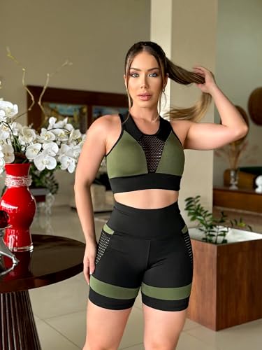 Kit 2 Conjuntos de Academia Feminino Short e Top Roupa Fitness