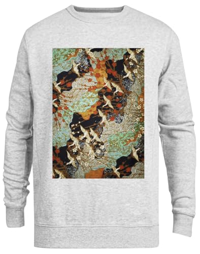 Pull ras du cou gris poétique aux grues volantes symbole de liberté printanière