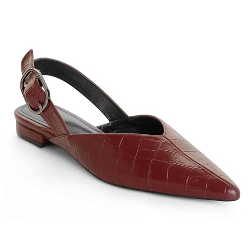 Image of Slingback Flat Shoes for Women Pointed Closed Toe Flat Mule Sandals Casual Comfortable Office Dressy Shoes