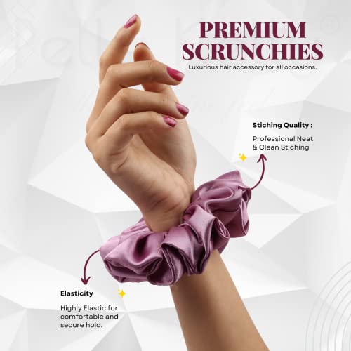 Image of Premium Satin Scrunchies for Women | Hair Bands, Ponytail Holders & Rubber Bands | Oversize, Fluffy, No-Damage Hair Ties | Girls Hair Accessories | Extra Large Size | Pack of 6