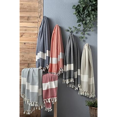Piraye Organic 100% Turkish Soft Cotton Peshtemal Bath Beach Towels Hammam, Sauna, Travel, Spa, Gym, Swimming, Pool 90 x 170 cm - 35in. x 67in. (Purple) Cover
