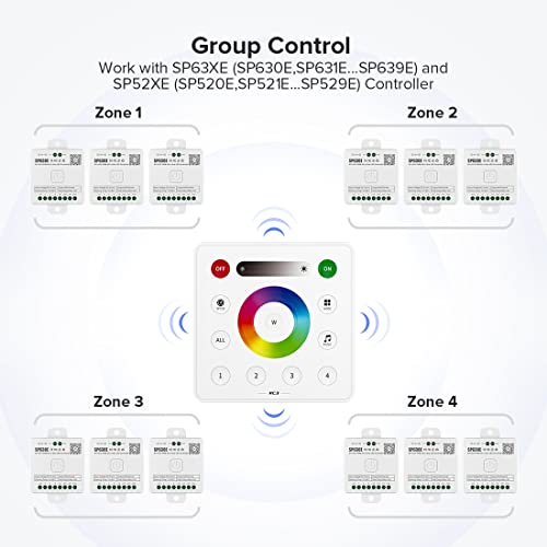 Image of BTF-LIGHTING RC3 RF Wireless LED Dimmer Remote | Sensitive Touch Slide Panel, Wall-Mountable for FCOB COB SMD PWM or SPI RGB RGBW LED Strip Control Work with SP530E, SP630E