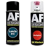 Alex Flittner Designs Pintura Bote Spray Kit compatible con Lancia 815 Blu Chese 2K Barniz Claro Pintura Base Aerosol 2x400ml