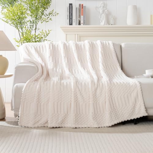 4 Pc Boho Throw Blanket - Soft & Fluffy Fleece, Neutral Tan Color, Cute & Aesthetic, Perfect for Sofa, Couch, Chair, Bed, Living Room & Bedroom, All-Season Use, Plush & Cozy Decorative Blanket - 5