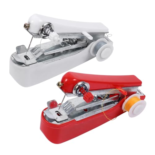 CLISPEED 2 piezas Mini Máquina de Coser Portátil Manual Unidades Ligera y Compacta para Costura de Ropa Seda Jeans y Herramienta Práctica para Bricolaje y Reparaciones Casa y Viajes