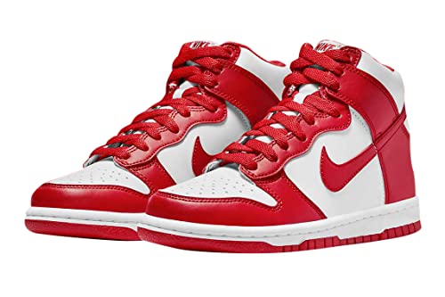 Nike Dunk Hi Retro Basketballschuhe f&uuml;r Herren, Wei&szlig; Rot Universit&auml;t, 45.5 EU