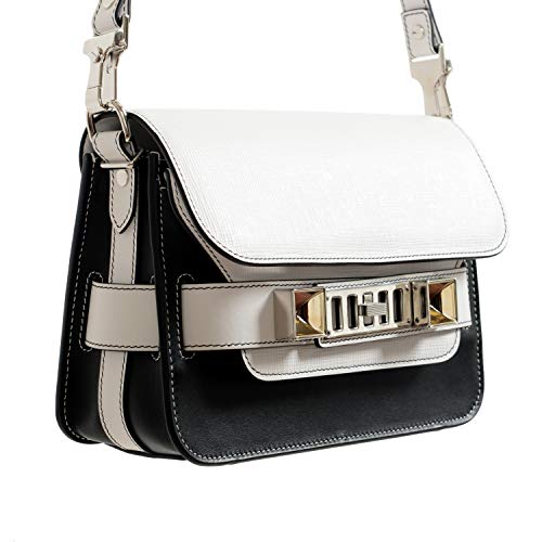 Bolsa de ombro feminina de couro texturizado multicolorida Proenza Schouler