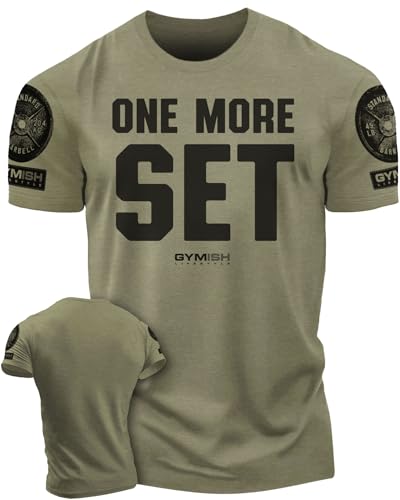 One More Rep Bro Gym Workout Shirts for Men, Funny Sayings Lifting T-Shirt(XL, One More Set Military Green Branded)