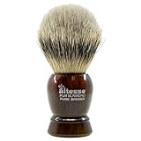 Altesse 78100P European White Badger Shaving Brush for Shave Cream, Shaving Soap, Shaving Cream Foam and Lather for Wet Shave With Shaving Razor, Safety Razor, and Straight Razor. Made in France