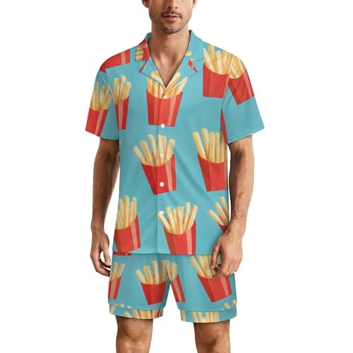Vêtements de nuit d'été légers et doux ensemble de pyjama homme imprimé hamburger Rxnjdka