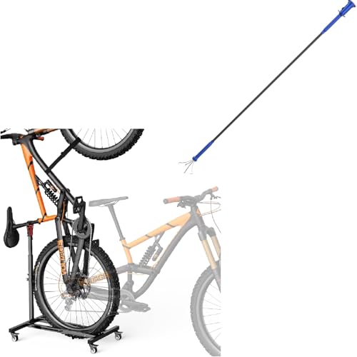 Housolution [1 PACK] Vertical Bike Stand with Wheels for Wheels up to 29" with Grabber Tool Magnetic Four-claw Picker