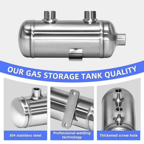 Image of 0.1Gallon 304 Stainless Steel High Pressure Mini Small Portable Air Tank Air Reservoir Water Storage Tank 3 NPT Ports