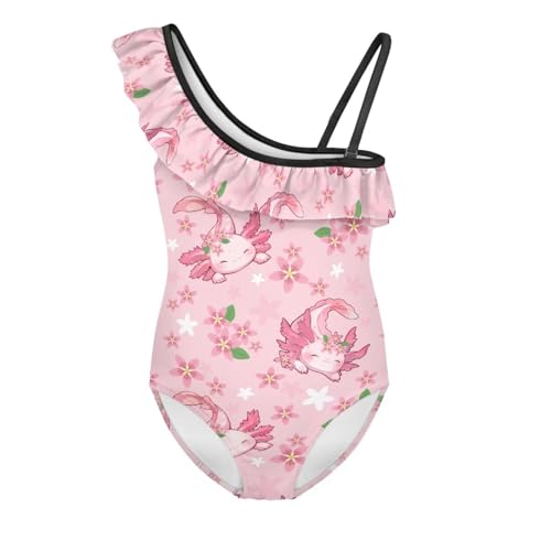 Image of Ladybug Swimsuits for Girls 5-14 One Piece Bathing Suit Kids One Ruffle Shoulder Beach Sport Swimwear