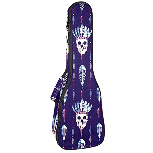 Housse pour ukulélé bohémien, hippie, tête de mort, sac à dos avec sangles réglables - Les Beatles, Paul McCartney, John Lennon, RIngo Starr, George Harrison Housse pour ukulélé bohémien, hippie, tête de mort, sac à dos avec sangles réglables