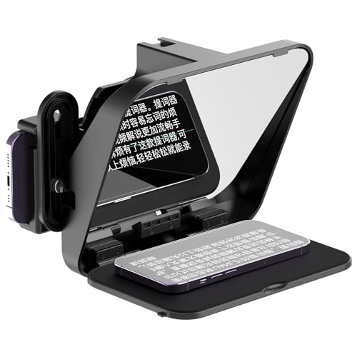 Image of ULANZI RT02 Universal Teleprompter for Tablets, Smartphones and Cameras with Remote Control and 5 Camera Lens Adapter Rings with Cold Shoe Mount and 1 /4 inch Threaded Hole