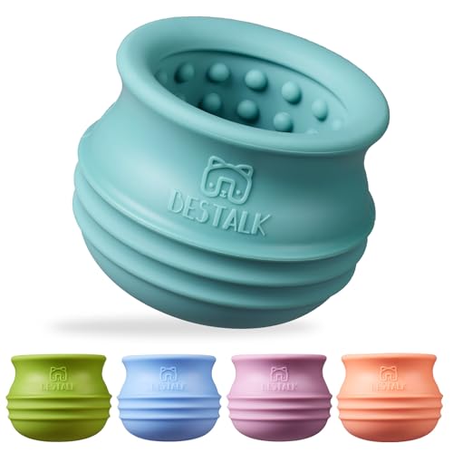 Bestalk Dog Enrichment Treat Toy, Long-Lasting Wobbly Interactive Freeze Lick Toys for Dogs, Stuffable Puzzle Feeder Toy for Boredom, Silicone Treat Dispensing Chew Toy (Teal Blue,S)
