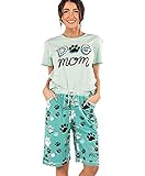 Lazy One Bermuda Short and T-Shirt Set, Cute Pajama Lounge Set for Women, Summer Loungewear (Dog Mom, X-Large)
