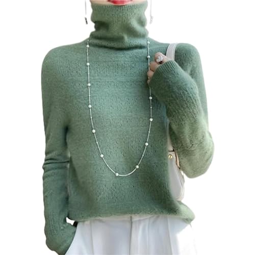 Heevina Sweaters for Women Wool Turtle Neck Solid Color Lightweight High Neck Long Sleeve Loose Sweater Fall Winter