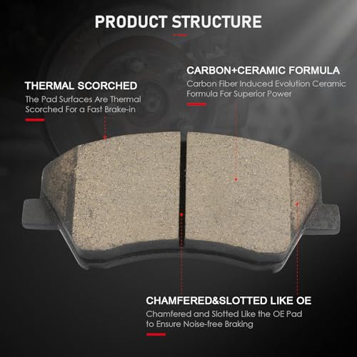 Image of cciyu D1912 Front Ceramic Disc Brake Pads Kit For Ford For Transit 15,For Ford For Transit-150 15-21,For Ford For Transit-250 15-20,For Ford For Transit-350 15-19,For Ford For Transit-350 HD 15-22