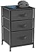 Sorbus Nightstand with 3 Drawers - Bedside Furniture End Table Night Stand with Steel Frame, Wood Top & Easy Pull Fabric Bins - Small Dresser & Chest for Home, Bedroom Accessories & Office