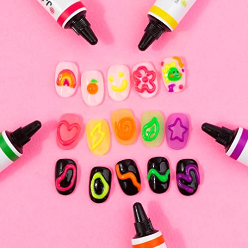 Sara Friends 3D Embossing Jjyu-Ing Gel For Nail Art, Neon Set 5Pcs(Purple,Yellow,Pink,Orange,Green) 10G 0.35Oz (Pack Of 5) #TOP1