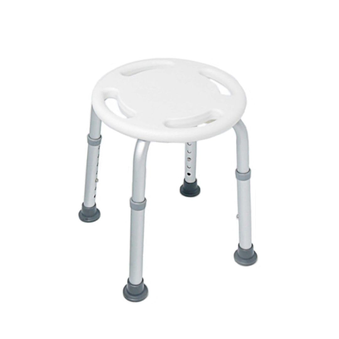 Taburete de Baño con Asas, Regulable en Altura 35,5-50,5 cm, Antideslizante, Banqueta para Bañera y Ducha, Aluminio Ligero, Peso Máximo 136 kg, Fácil Montaje