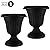 Pure Garden Outdoor Planter 2-Pack - 16x18-Inch Urn Planters - Plastic Plant Pots for Indoor, Outdoor, or Front Porch Decor - Flower Pots (Black)