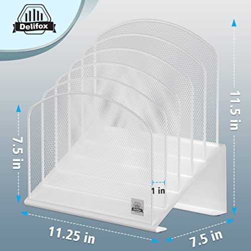 Delifox Inclined Desk File Organizer, 5-Section Vertical File Folder Holder Mail Sorter Stand Up Metal Rack For Office Classroom Desktop Organization #TOP1