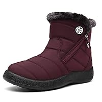 Botas femininas forradas com pele para inverno botas de neve botas de cano curto botas impermeáveis para uso ao ar livre confortáveis sapatos femininos, Vermelho, 6